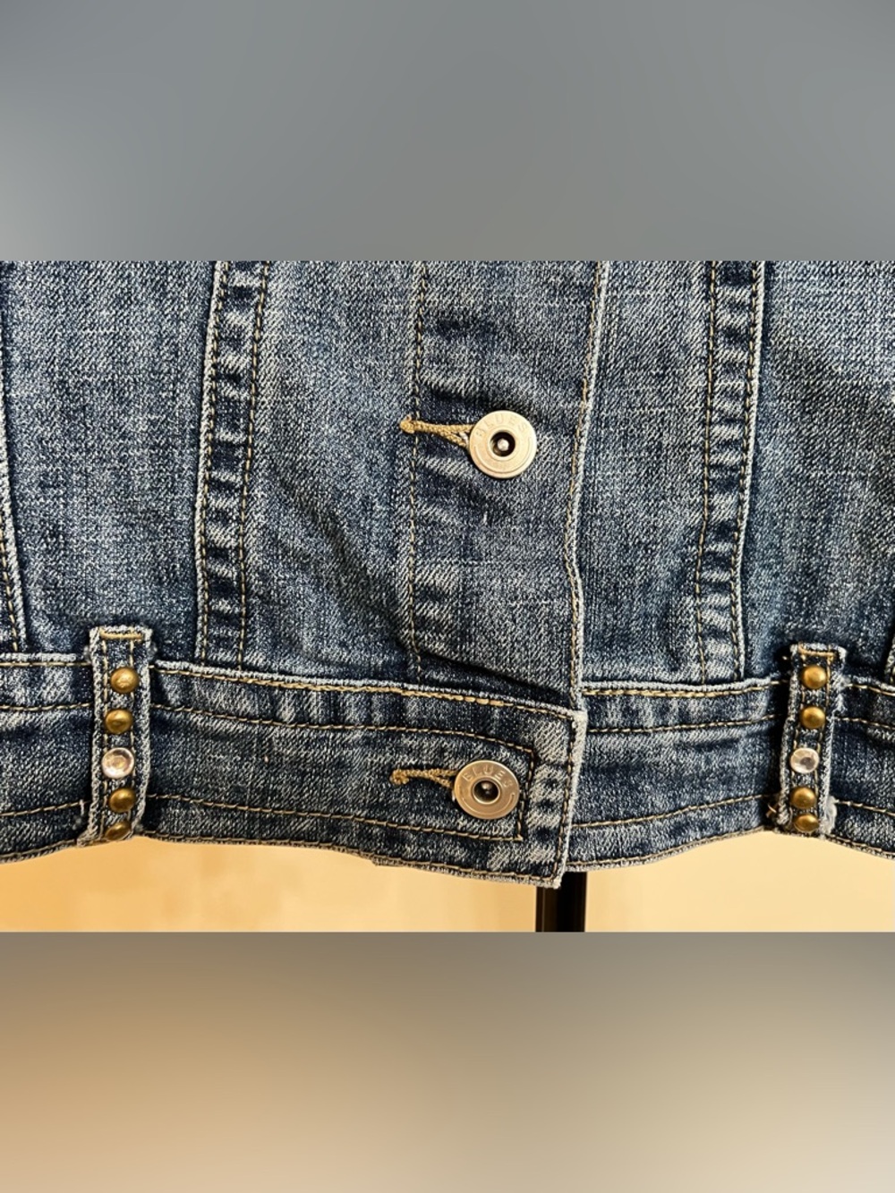 Baccini Women’s Light Blue Rhinestone Embellished Denim Jacket! Size Medium. - Picture 4 of 12